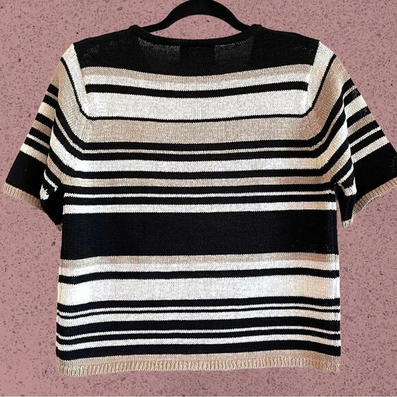 90s vintage short sleeve knit striped sweater - Picture 3 of 4